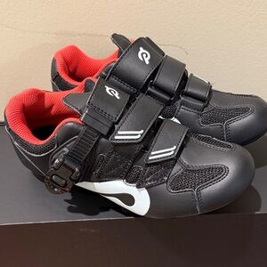 Peloton Kids Black and Red Velcro Sneakers